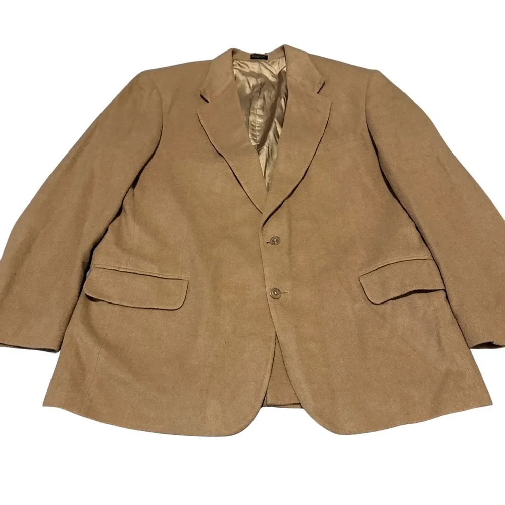 Robert Stock Men Tan Wool Blend Blazer Jacket‎ Coat Size Medium